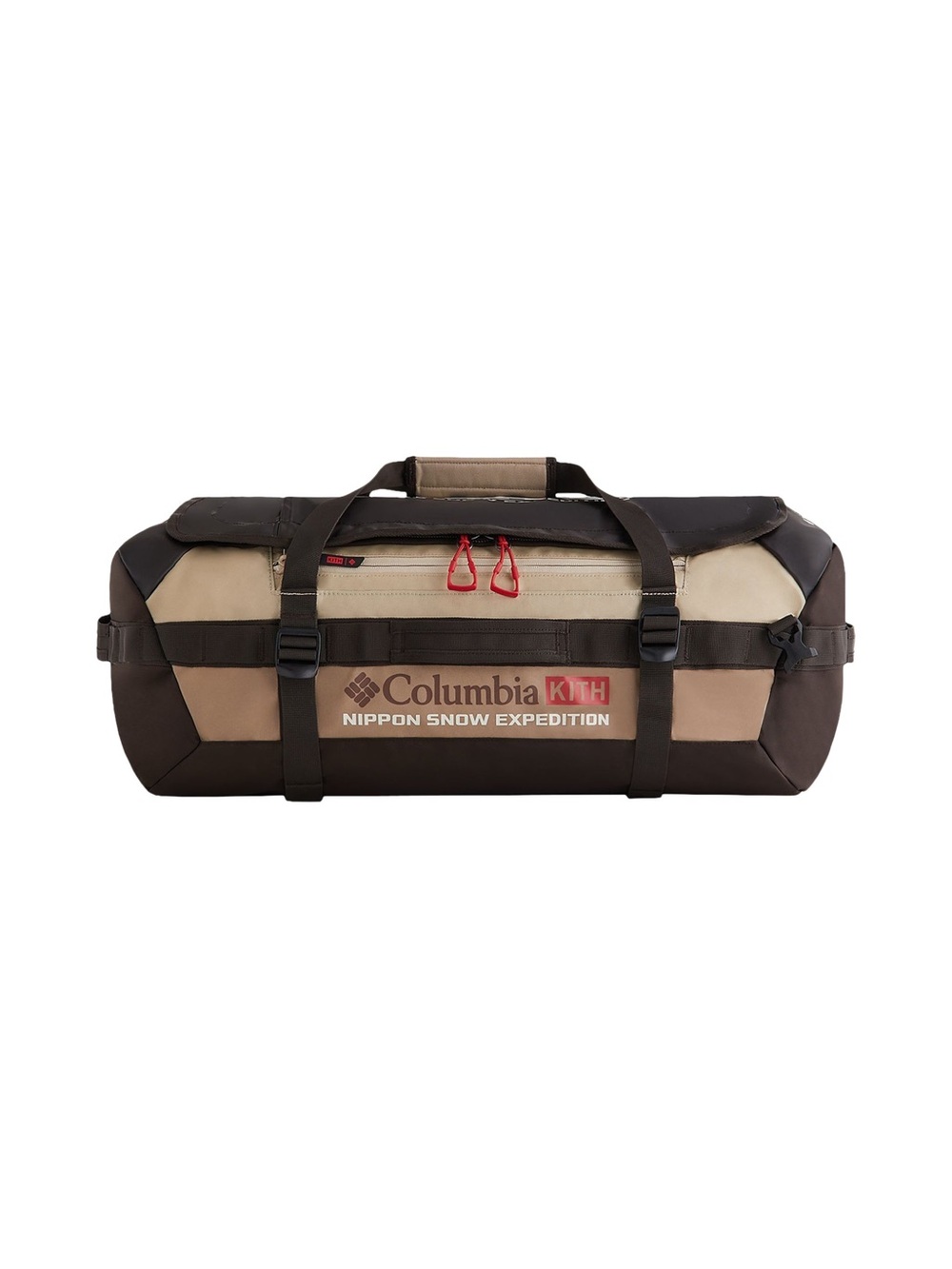 Kith x Columbia Duffle Bag “Kindling” FW25 Cream Colored Outdoor Travel Camping